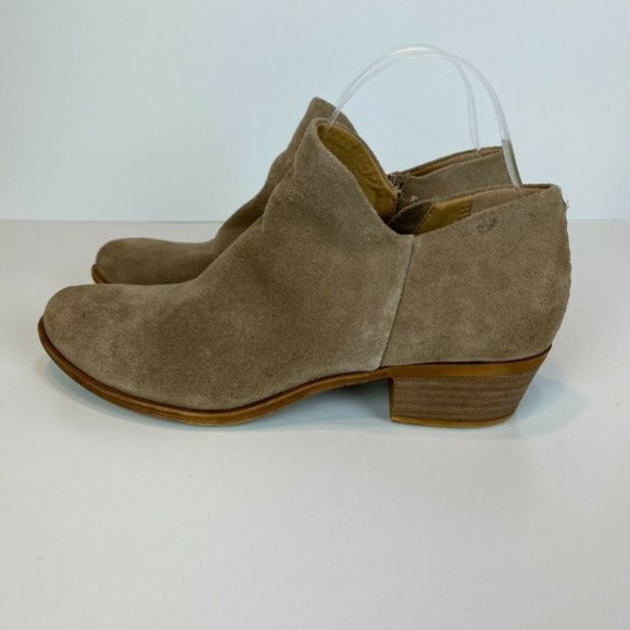Lucky Brand Ankle‎ Booties 7.5 Brown Suede Leather Stacked Heel Zip Brett - Picture 5 of 12